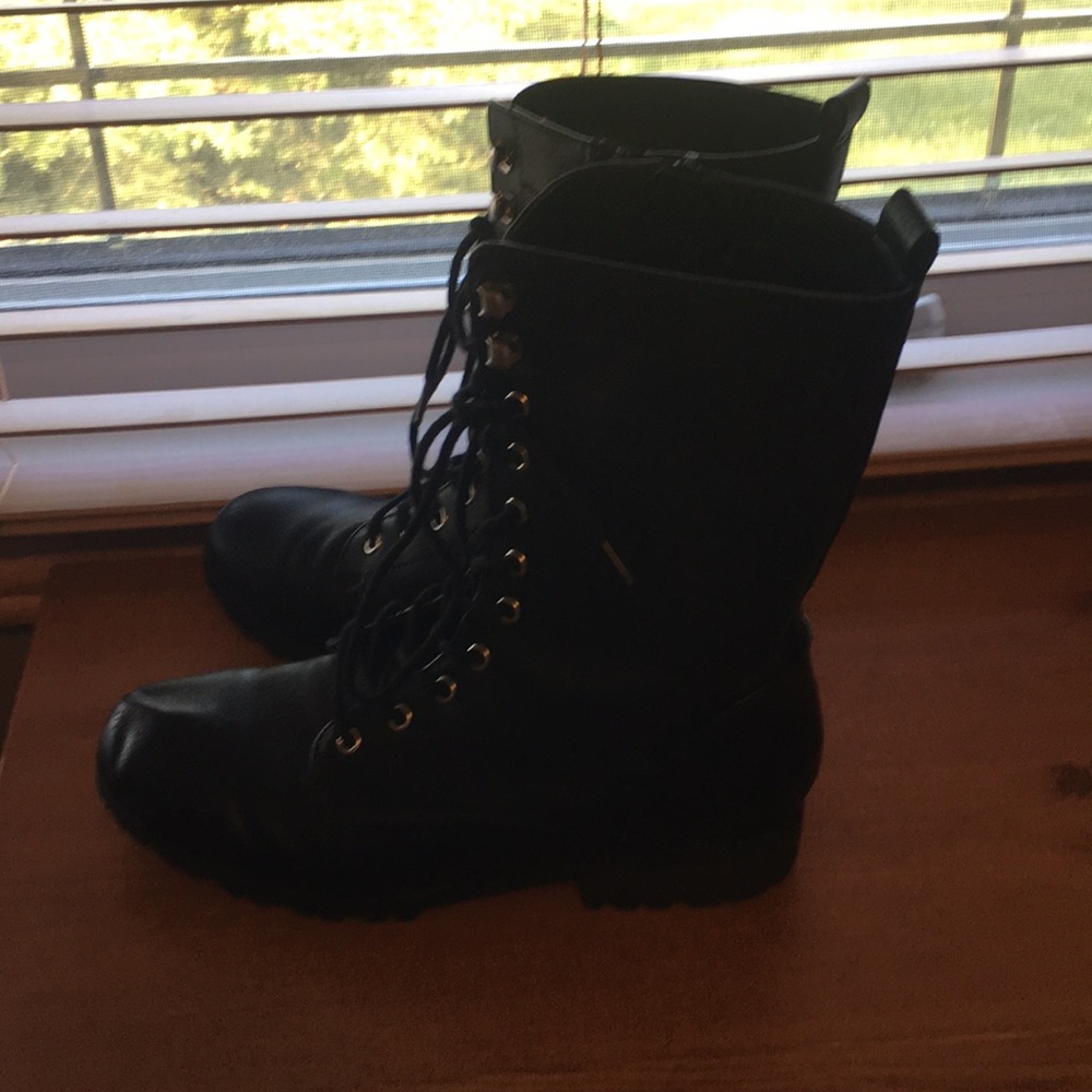 Black leather boots